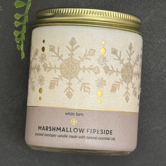 BBW Marshmallow Fireside White Barn Bath & Body Works Mason Single Wick Candle - Picture 5 of 10